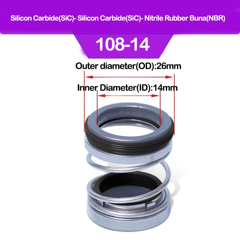 1 Stück 108 mechanische Dichtung 108–25 Dichtungsring, Öldichtung, hochtemperaturbeständig, Wasserdichtung, einzelne Feder für Wasserpumpe – Detail 6