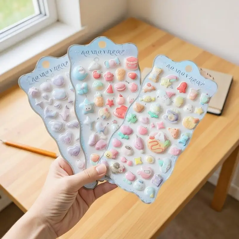 Nouveaux autocollants de dessin animé en Relief 3D, Mini décalcomanies de 1/4 feuilles pour le journal