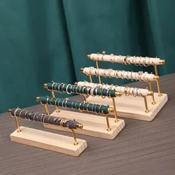 Solid Wood Base Multi-Layer Ring Display Rack with Removable Metal Sponge Stick Ring Holder for Jewelry Storage Organization