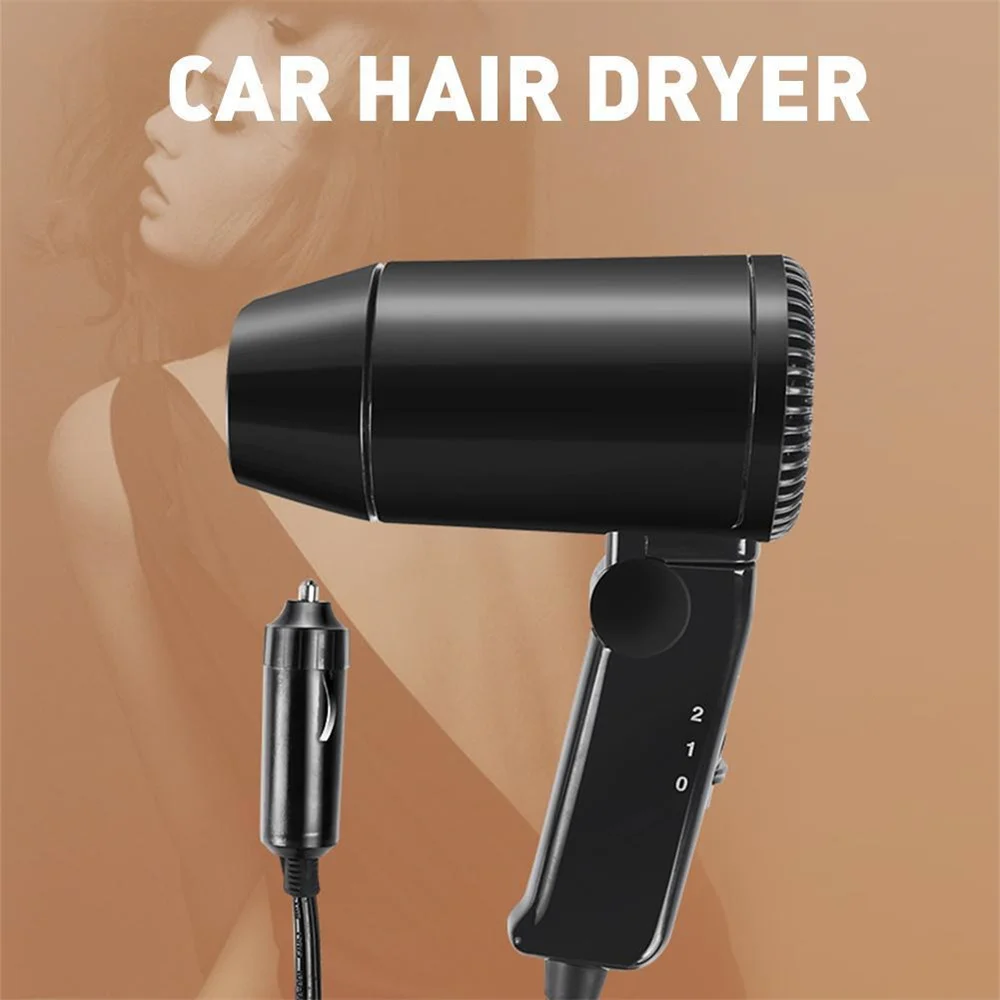 Mini secador de cabelo dobrável para carro, 12V, quente e frio, viagem, viagens conversíveis, campista, rv, SUV, acessórios