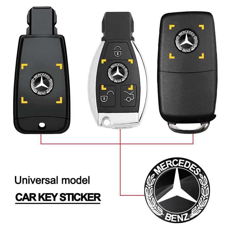 14mm Car Key Sticker Car Key Badge Emblem Replacement For Mercedes Benz W176 W246 W212 W204 C117 X156 A B C E Ml Gl Cla Gla Glk 