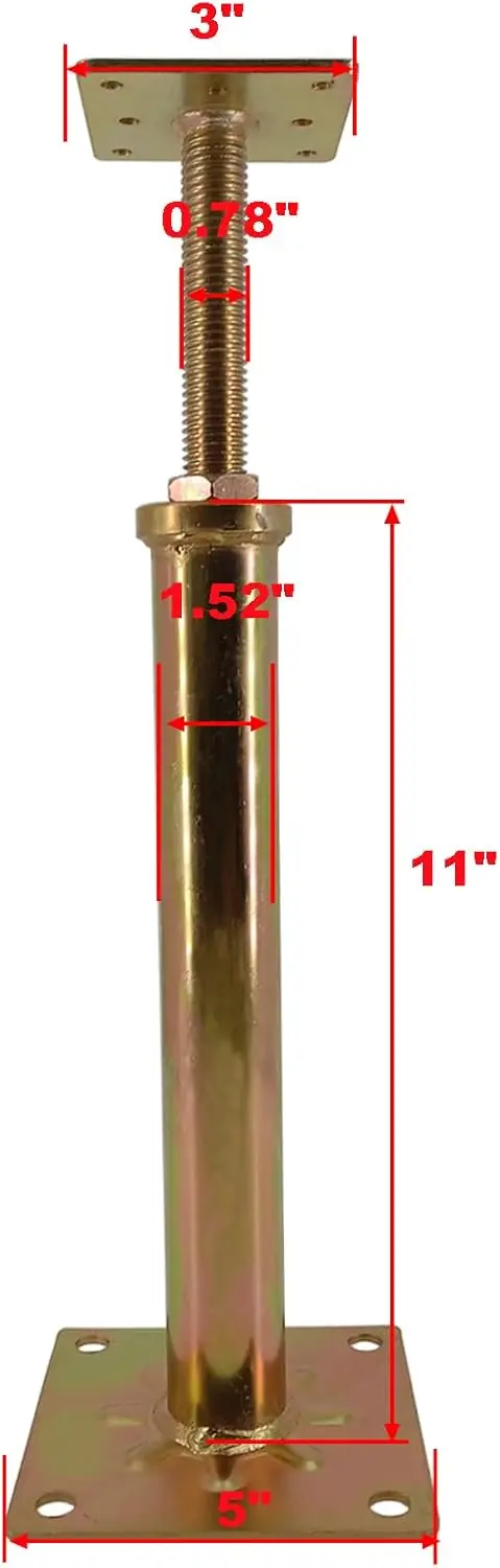 6-Pack Adjustable Floor Jacks, 11-16" Height, 6-Ton Capacity, Galvanized Steel for Leveling Support