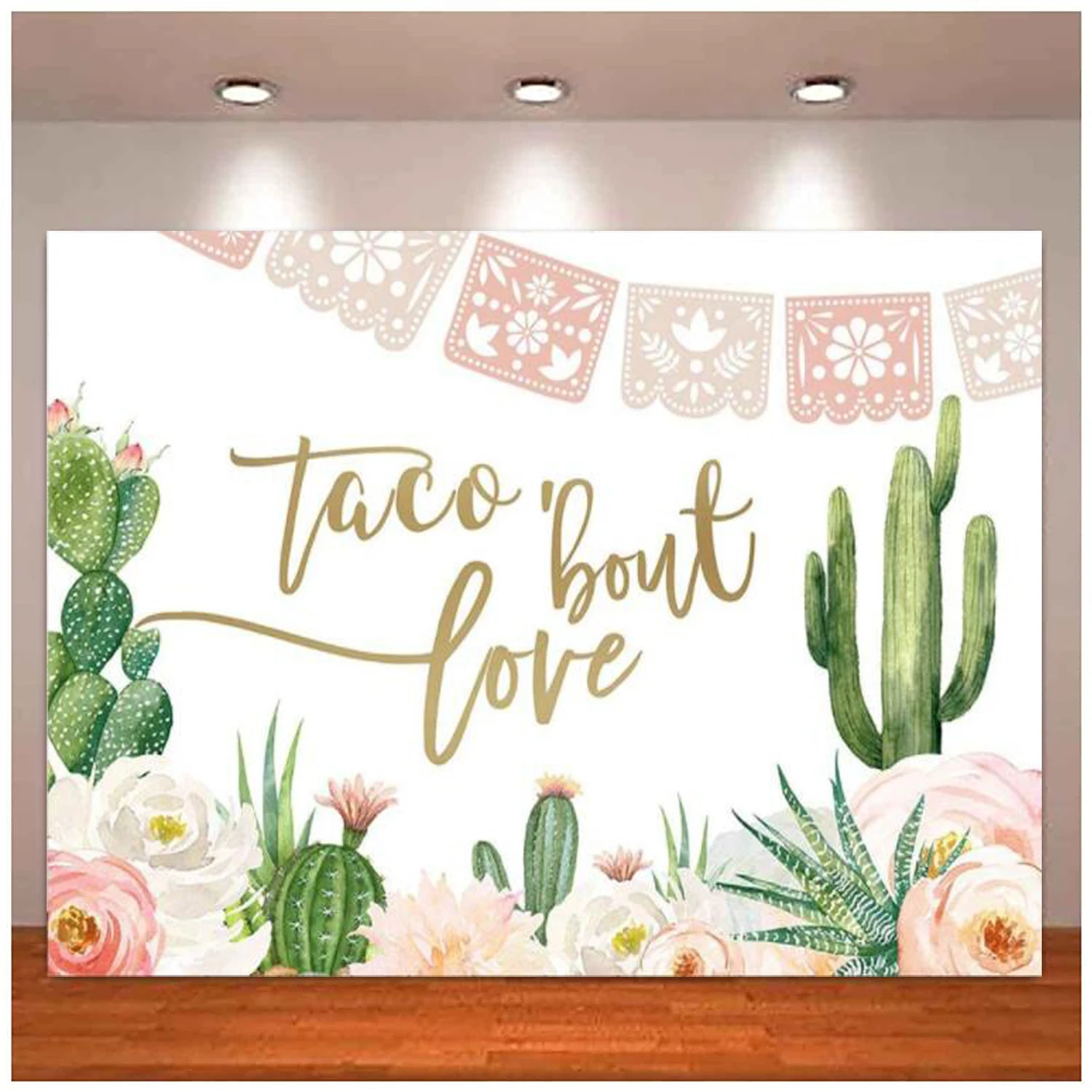 

Taco Bout Love Backdrop Cactus Flower Background Mexican Fiesta Themed Bridal Shower Bachelorette Wedding Party Banner Decor