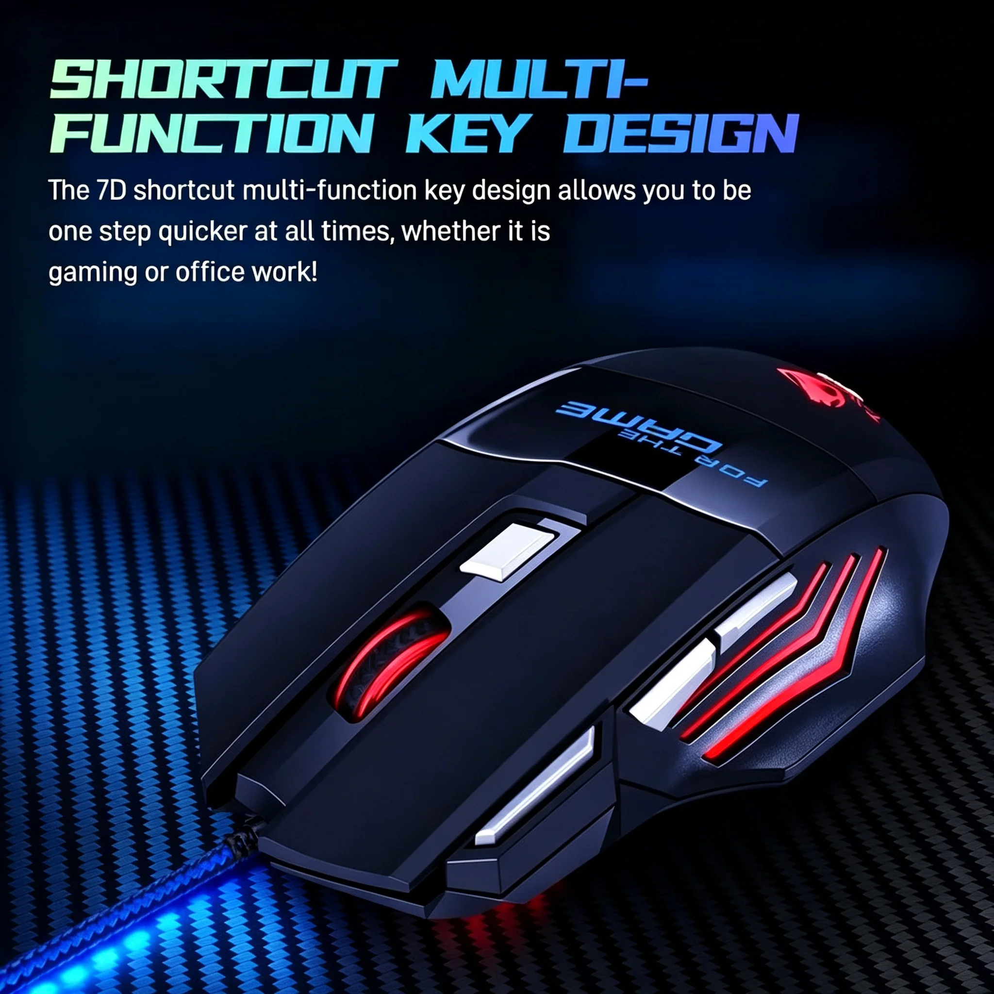 RGB Gaming Wired Mouse Pro-Grade- Ergonomic Design For Casual & Competitive Gamers, Turbo Click & Programmable Buttons, Multi-Mode Sensitivity Control, Dynamic RGB Lighting | Lightweight With Forward/Back Shortcuts - USB Plug & Play | Multiple Model