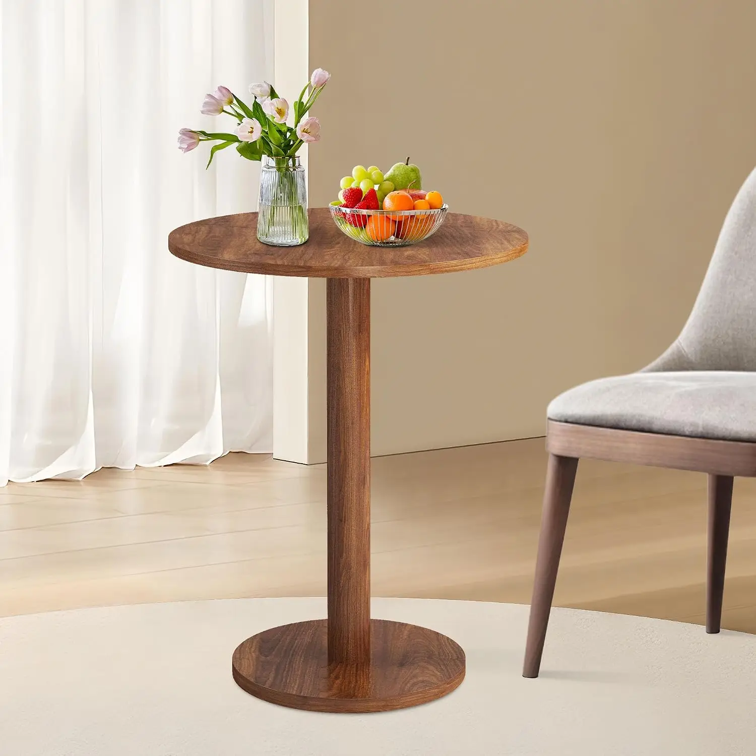 Small Round Dining Table for 1-2, Farmhouse Circle Dining Breakfast Table, Circular Tulip Casual Coffee Round Dining Room Table