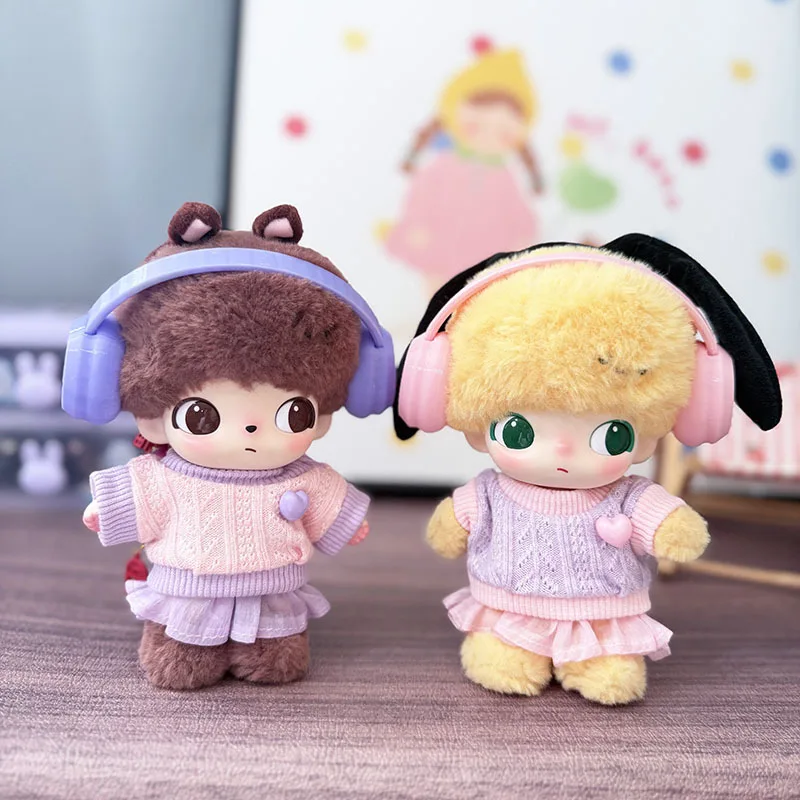 

DIMOO WORLD Doll Decor Accessories Outfit - 15/17cm Labubu Clothes Heart Hoodie Tulle Skirt Set With Headphones
