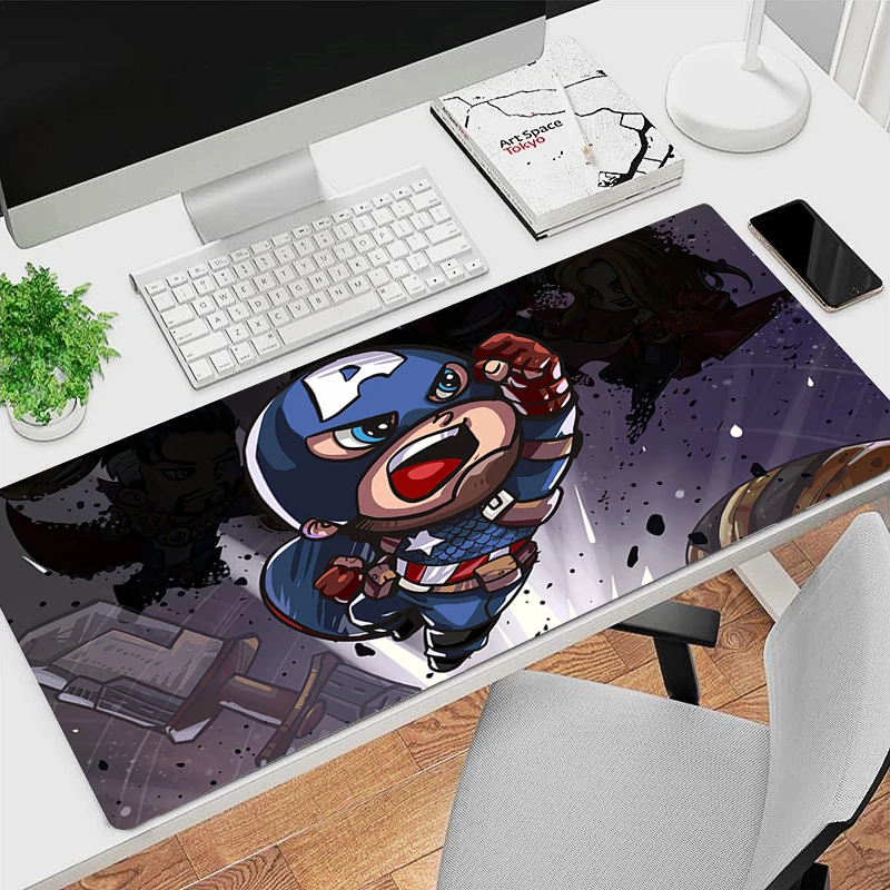 

Captain America Marvel Mouse Pad PC Kawaii Game Cabinet Keyboard Pad Mousepad Laptop Anime Gaming Accessories Desk Mat HD Carpet