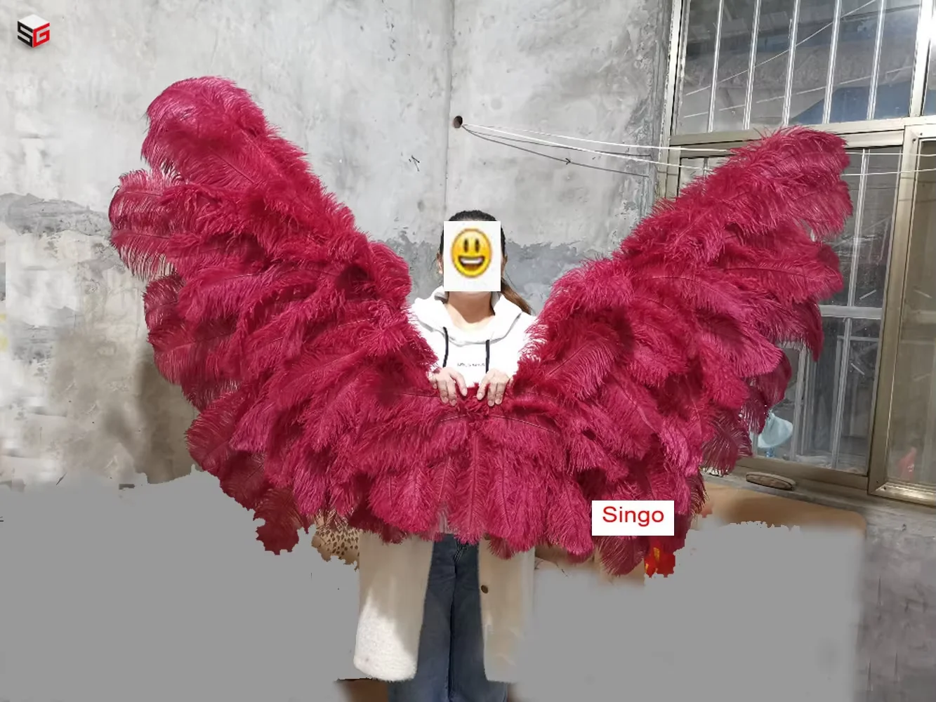 Customized high quality Burgundy Ostrich feather ANGEL Wings Pure Handmade Amazing Decoration and shooting props