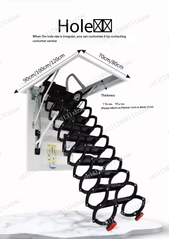 Electric Folding Loft Ladder, Aluminum Alloy Telescopic Attic Staircase – Space-Saving Hidden Lifting Retractable Ladder
