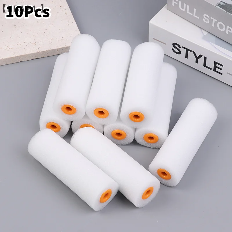 〔HBA24〕10PCS 100mm Mini White Durable Foam Paint Roller Sleeves Painting Decorating Sponge Rollers Art Sets Painting Supplies