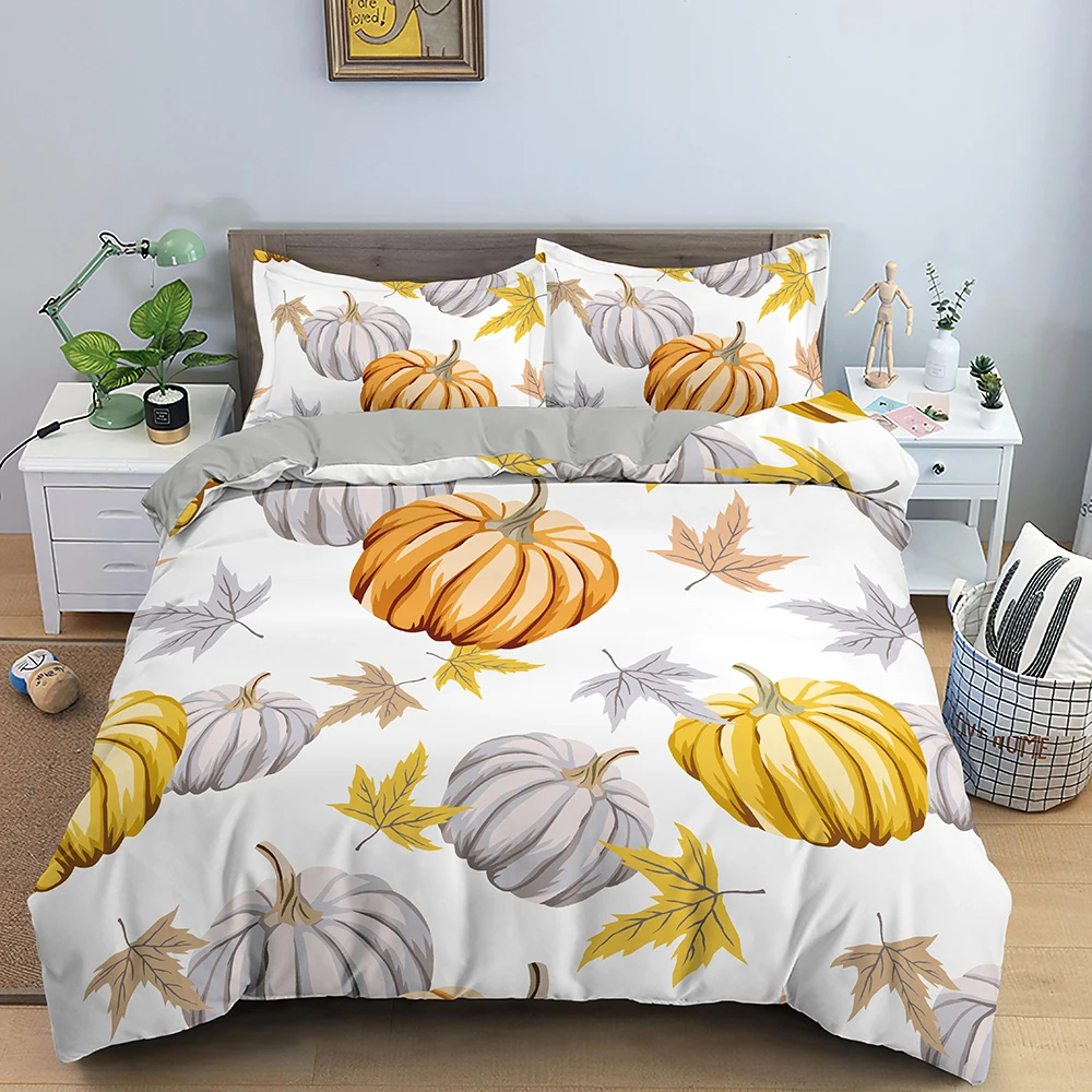 Pumpkin Bedding Set Halloween Decor Duvet Cover Set Bed Set Duvet Cover with 2 Pillowcase Comforter Bedding Sets Twin Queen