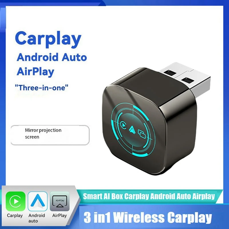 Super Sale 3in1 Wireless Carplay Android Auto Carplay Smart AI Box USB Dongle Plug Play Wired Carplay to Wireless Airplay