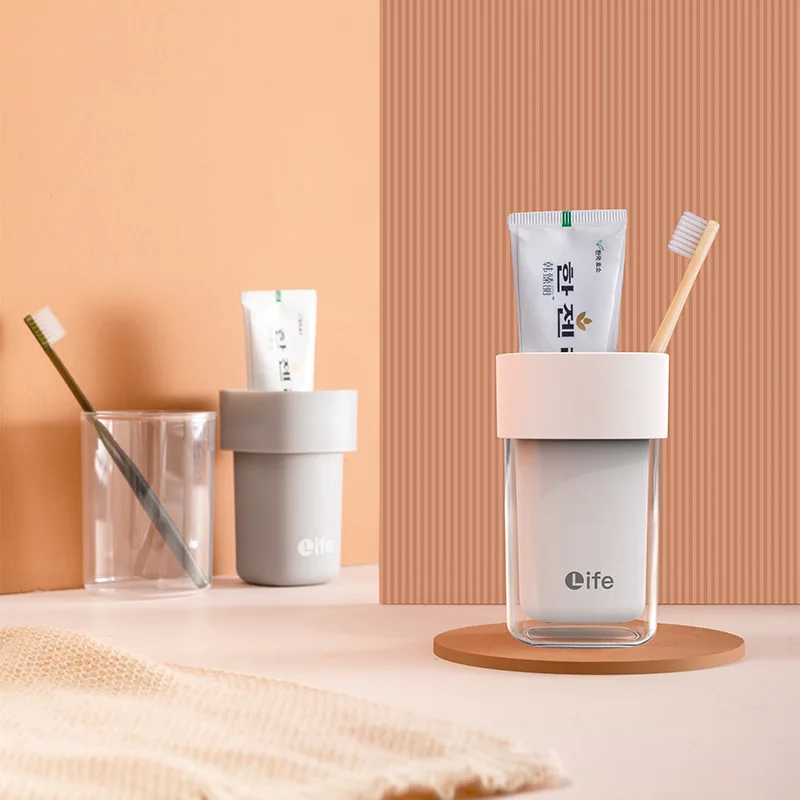 Travel Toothbrush Storage Box Double Layer Portable Mouthwash Cup Toothpaste Toothbrush Holder Bathroom Organizer