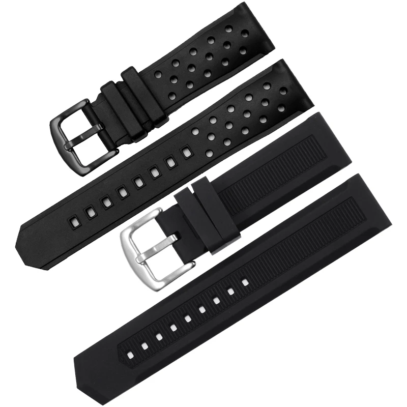 

Quality Rubber Watchband Pin Buckle Accessories Wrist Atrap Air Hole Silicone Watch Strap 22mm