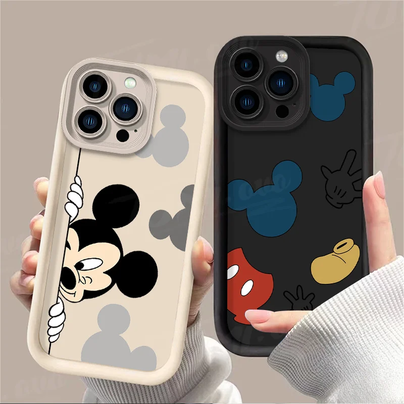 Cartoon Disney Mickey Mouse Phone Case for iPhone 14 15 Pro Max 13 12 11 X XS XR 7 8 Plus SE 2020 Shockproof Soft Silicone Cover