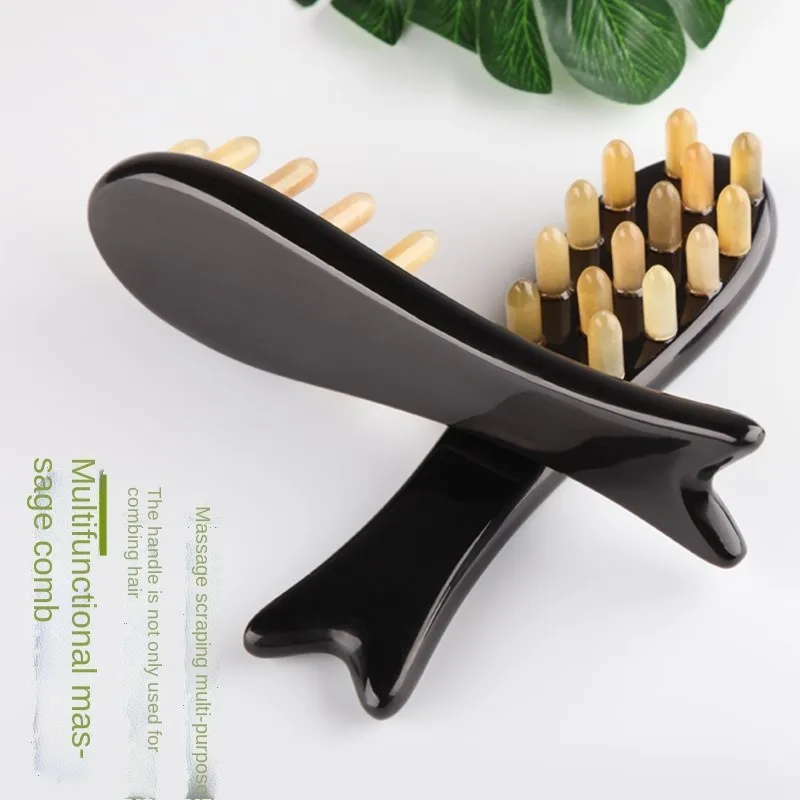 Massage comb natural horn comb domestic large scalp comb tooth head meridian electrostatic trichomadesis prevention male woman
