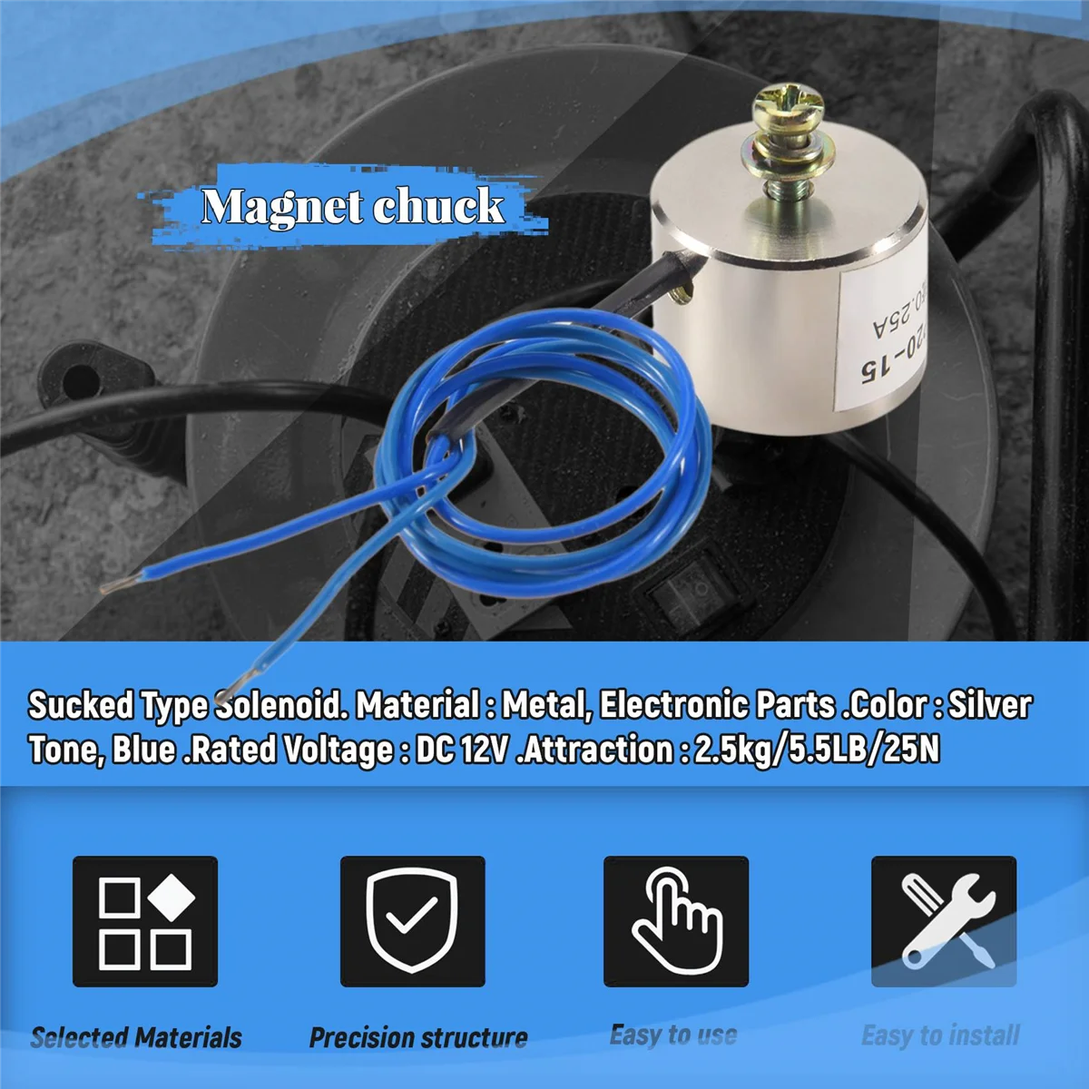 A03V Всасываемый электрический подъемный магнит Электромагнит 12 В постоянного тока 2,5 кг 5,5 фунта 20x15 мм