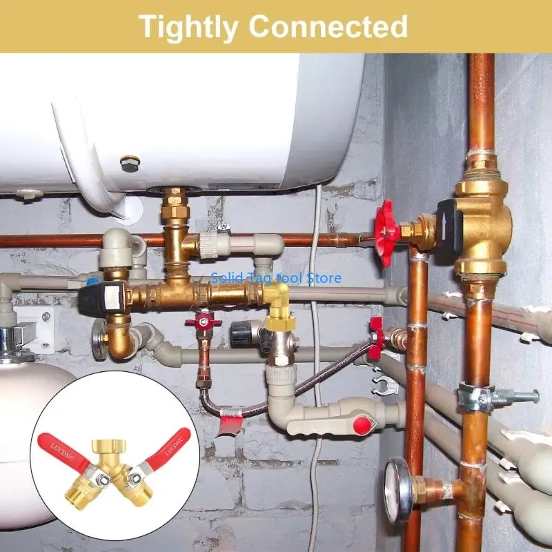 4XFD Two Control Composition Y Divider for Garden Hose Highlighting Large Handle and Close Washers for Simple Water Regulation