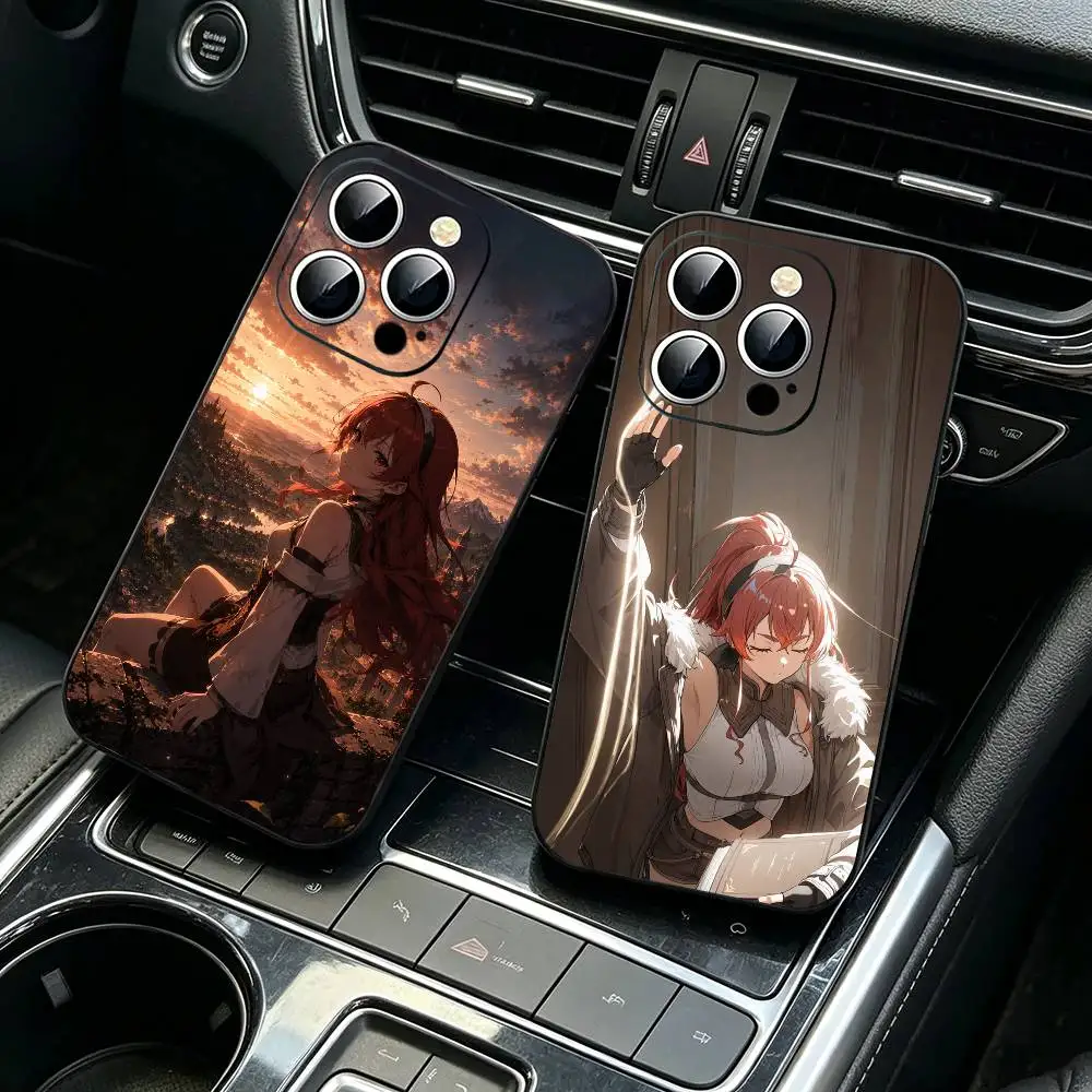 Funda Protectora Negra Suave Antigolpes Isekai Anime N-Mushoku Tensei Eris para iPhone 17, 16, 15, 14, 13, 12, 11, XS, Plus, Pro Max