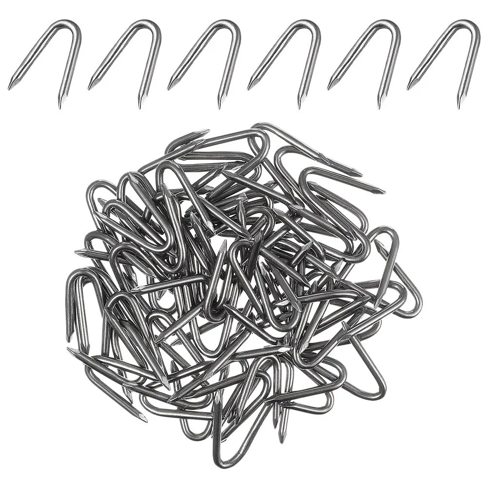 50 قطعة حصص معدنية على شكل حرف U مقاومة للصدأ سياج مسامير لزينة الحديقة المراسي الأرضية للاستخدام الخارجي حصص معدنية على شكل حرف U