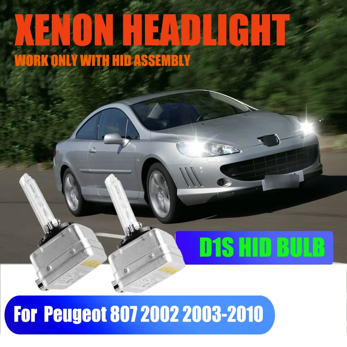 D1S Xenon HID Headlights - 5 times longer Last than halogen lamps For Peugeot 807 2002 2003 2004 2005 2006 2007 2008-2010