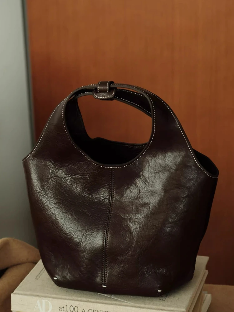 

Модная женская сумка-мешок простого дизайна \ сумка из натуральной кожи, женская сумка через плечо из натуральной кожи, пригородная сумка через плечо