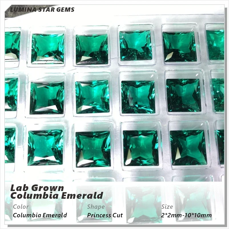 

Lab Grown Columbia Emerald Princess Cut Hydrothermal For Jewelry Setting&Custom Design Natural Colour Selectable AGL Certificate