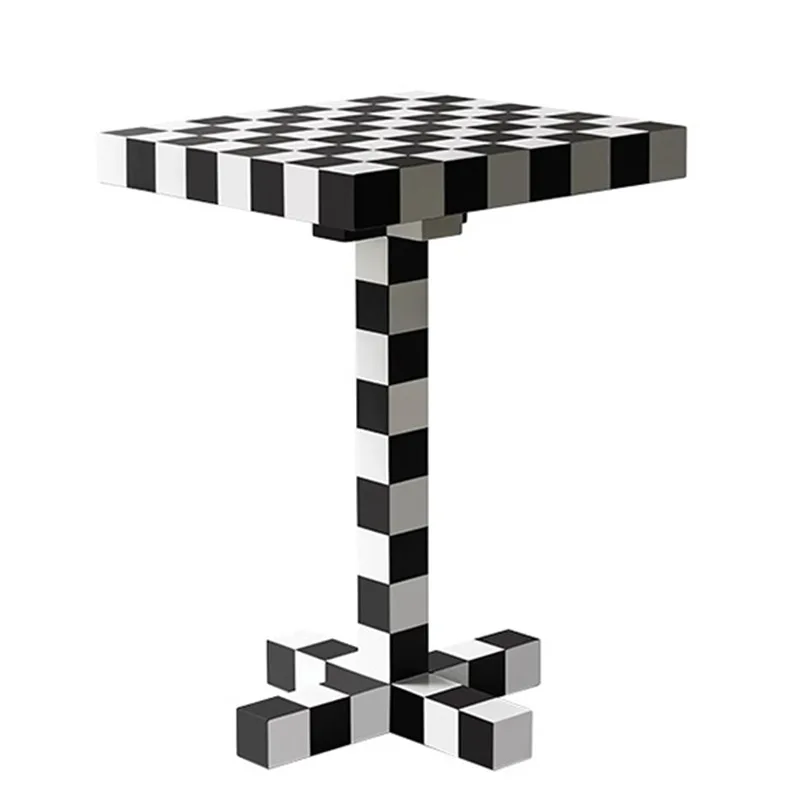 

Chessboard small square table edge corner few modern European high-end art living room coffee table light luxury Internet