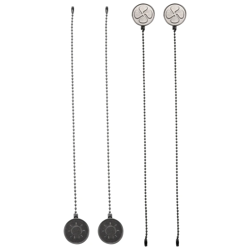 Ceiling Fan Pull Chain Set, 4 Pieces Bulb And Fan Pattern Pull Chain Extension Fan Pull Chain Pendant