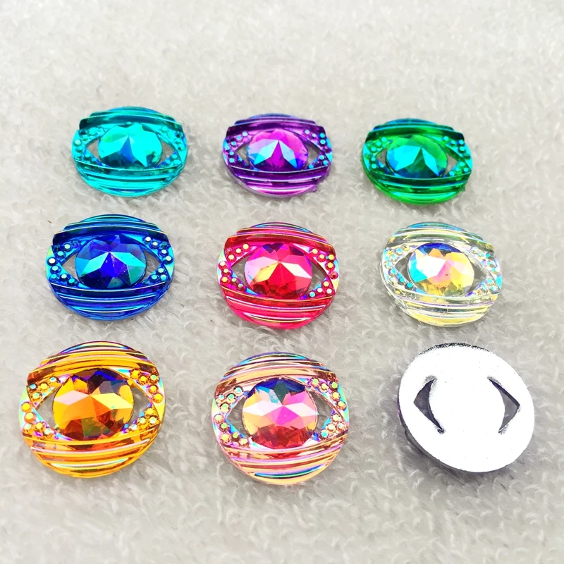 10pcs shiny round resin rhinestone Flat back crystal Cabochon Art Supply Decoration Charm Craft DIY button 18mm -E840