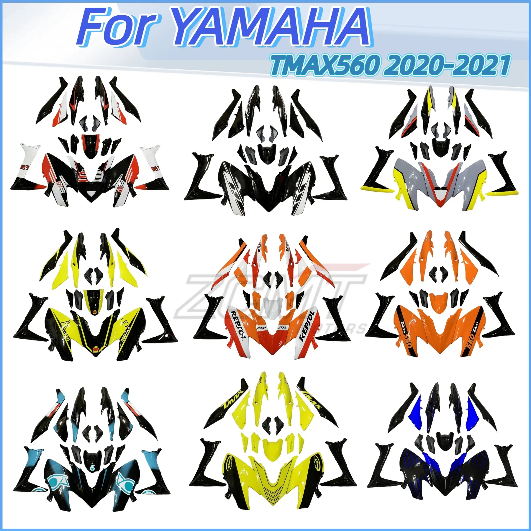 

Motorcycle Rear Side Fairing Panels Side Covers For Yamaha TMAX 560 TMAX560 2020 2021 ABS Plastic Body Panels Replacement Kit