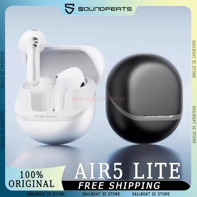 

SoundPEATS Air5 Lite Wireless Earphone With 2Mics AI Noise Reduction Hi-Res SISA Spatial Sound Half In Ear Custom Gaming Earbuds