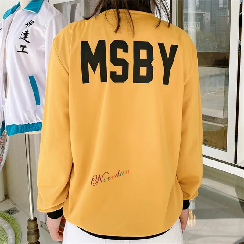 Veste de baseball à col montant pour hommes et femmes, vestes Hip Hop, impression 3D, anime MSBY Team, Haikyu, automne, hiver