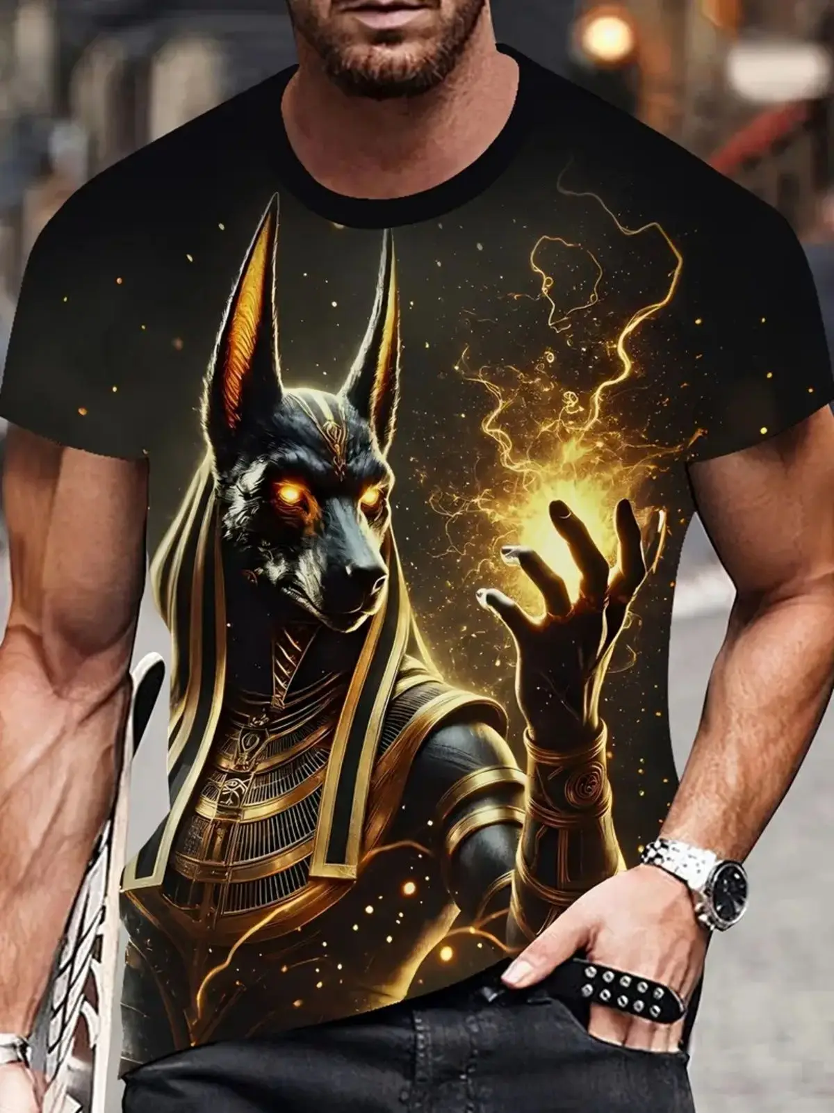 Ancient Egypt T-Shirts Anubis Pattern 3D Print Men Women Casual Short Sleeve T Shirt Harajuku Y2K Top Street Tees Men's Clothing