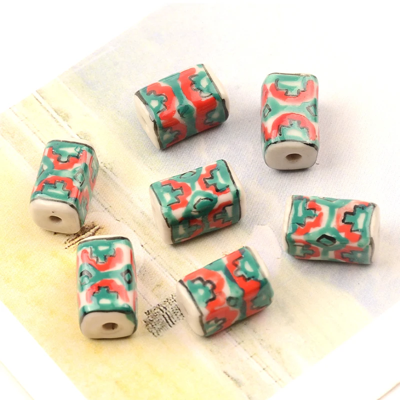 Retro 9x15mm Square Column Beads Loose Porcelain Ceramic Beads for Jewelry Making Handwork Accesorios Diy Crafts bijoux