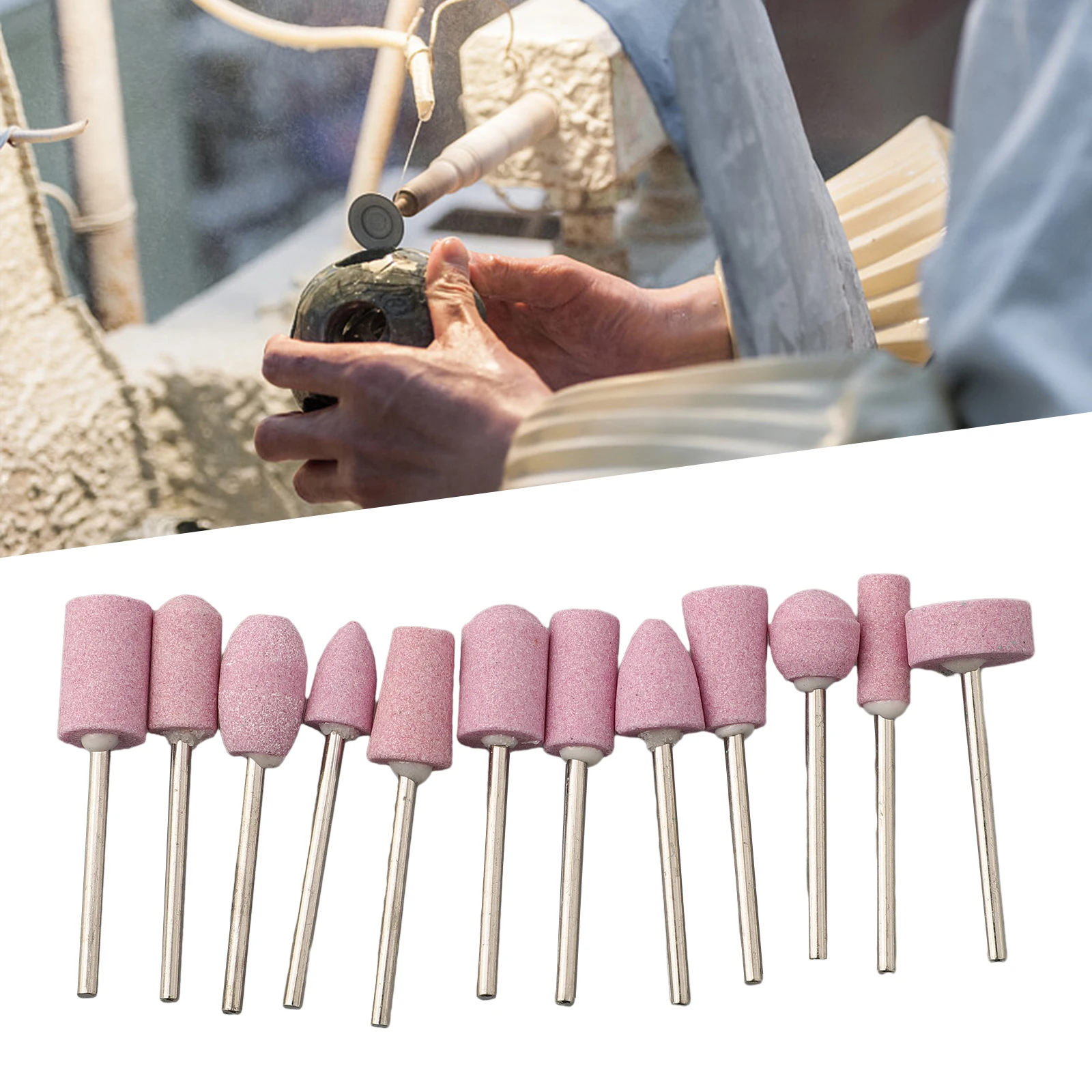 12 for mini Ceramic Grinding Heads Rotary Tool Accessories for DIY Grinding and Polishing of Jade Wood Metal and Glass