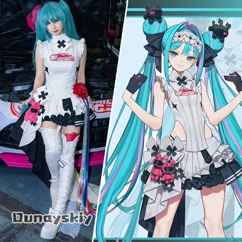 ボーカロイド-レーシングミク-2026-カフェver-コスプレフルセット女性コスチュームホワイトカフェレーシングユニフォームハロウィンロールプレイ服