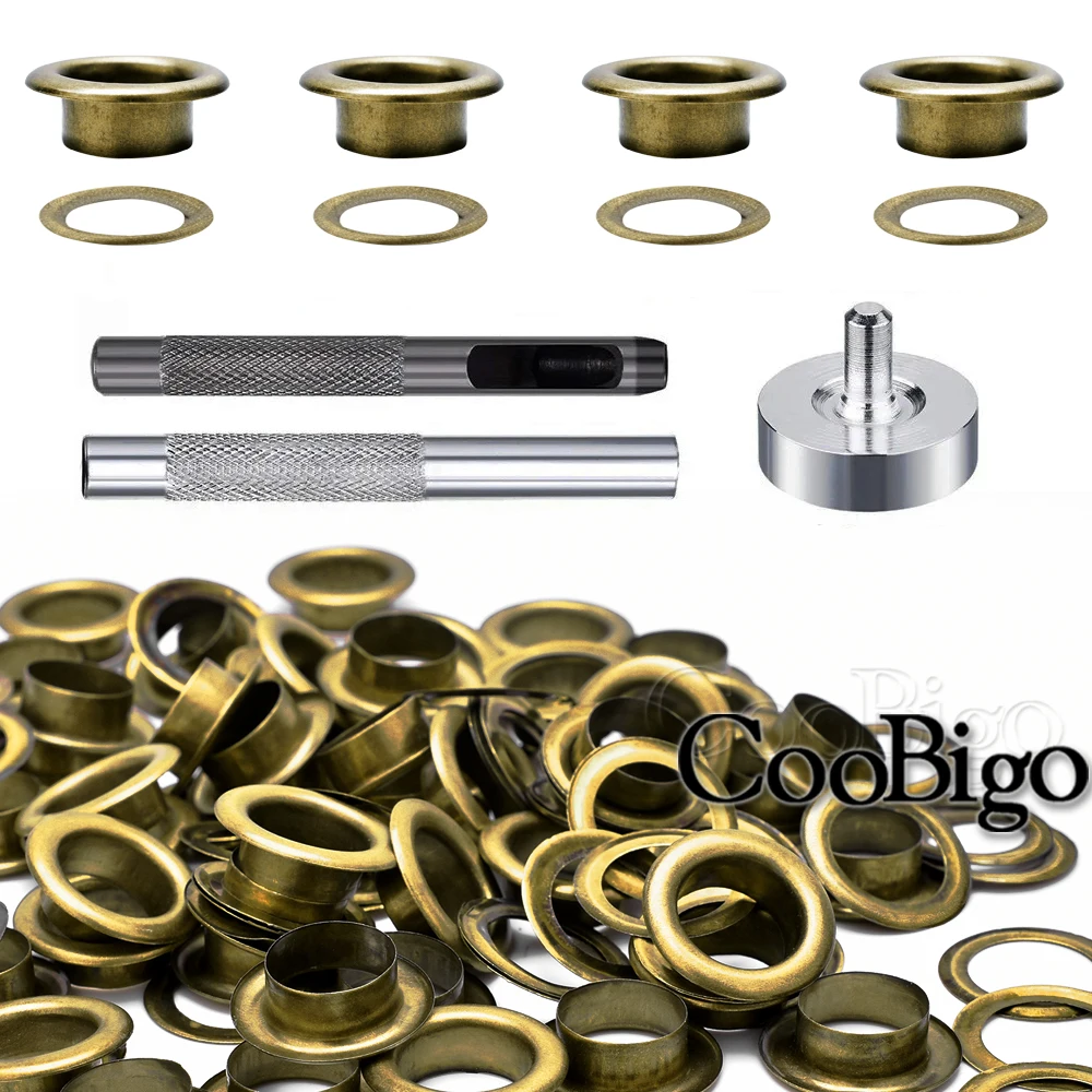 2 ~ 17 مللي متر الثقوب المعدنية الحلقات لكمة المثبت مجموعة أدوات للأحذية غطاء حقيبة العلامات الملابس حزام الستائر DIY بها بنفسك الاكسسوارات الحرفية البرونزية #1