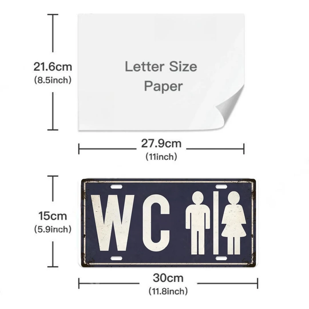 Vintage Restroom Metal Sign Plaque Metal Aluminum Plate for Bar Club Toilet Bathroom Restroom Toilettes Door Bar Club Cafe Decor