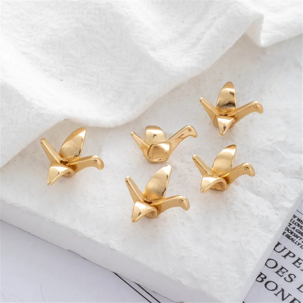 

14K Copper-clad Gold, Thick, medium hole, 10x23mm, Paper Crane, DIY Jewelry Pendant Accessories, Earrings, Bracelet Item