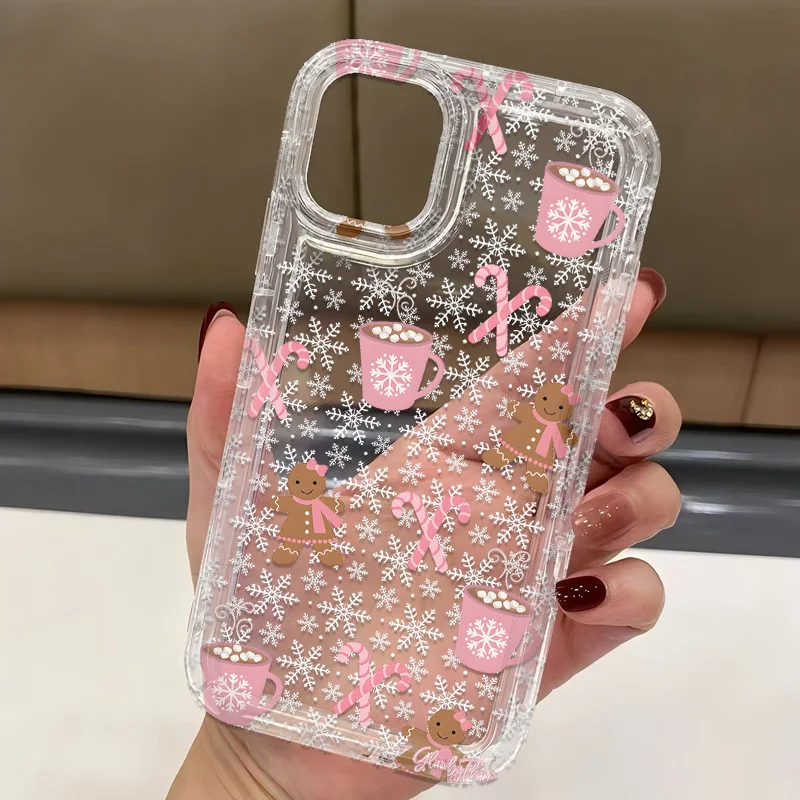 عيد الميلاد ندفة الثلج تصميم جراب هاتف ل ممن لهم Reno10 Reno8 Reno7 Reno6 Reno5 Z T زائد 4G 5G وسادة هوائية مكافحة سقوط غطاء واضح #4