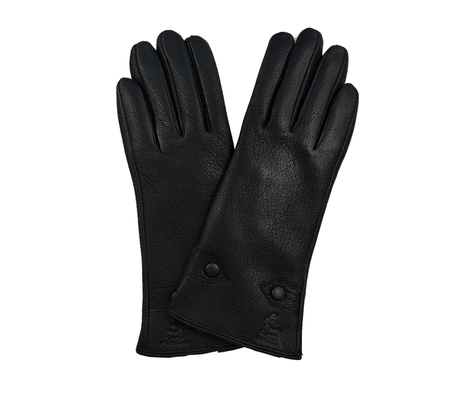 Women's Winter Leather Gloves Soft Lined High-Quality Deer Skin Touch Fastening Design Outdoor Warm Windproof Mittens