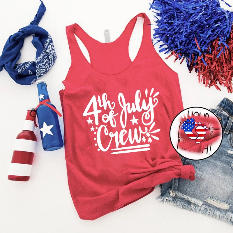 4th of July Tank Tops Casual Fourth of July Crew Tops Independence Day 4th of July Women Clothing Patriotic Shirt Gothic L