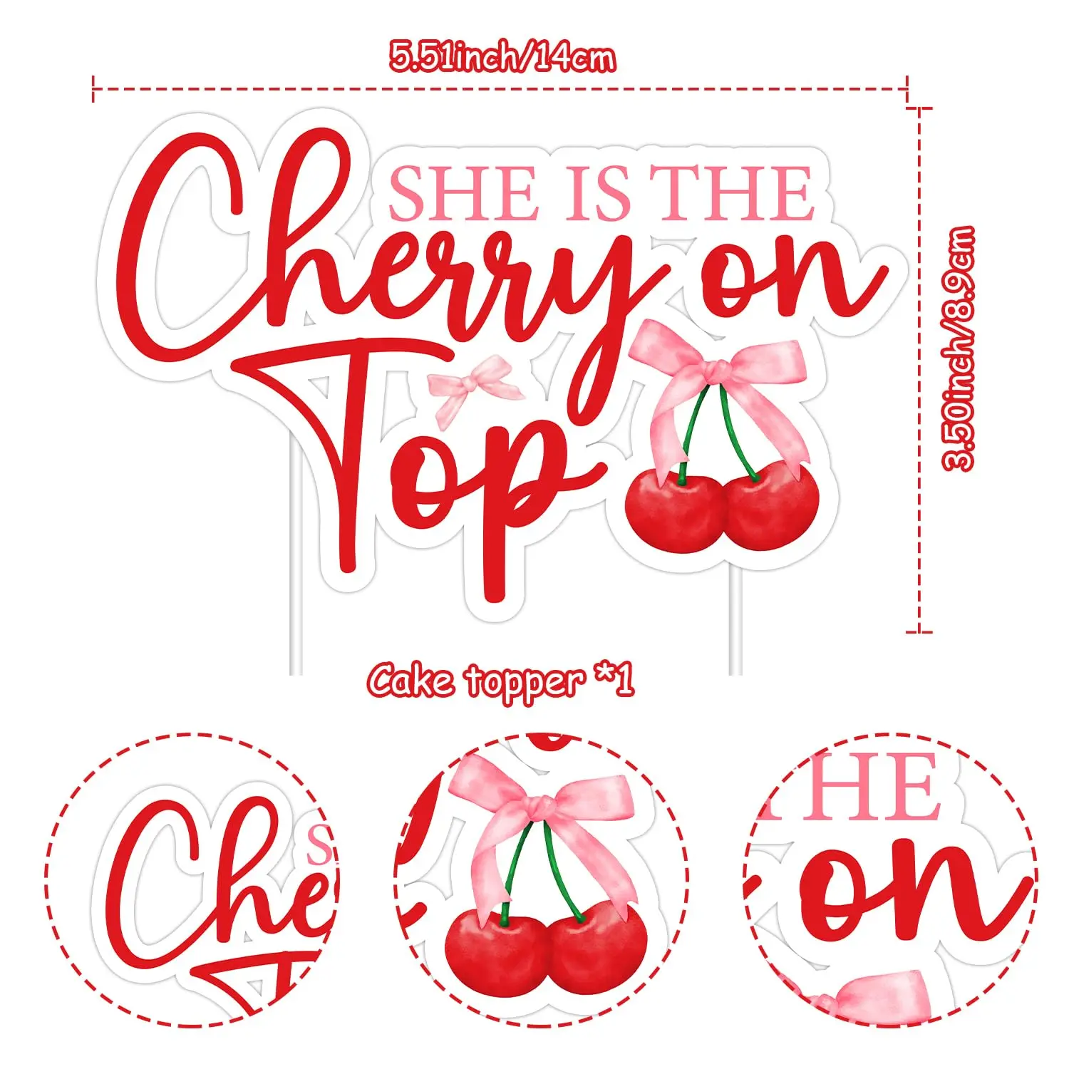 1Set Shes the Cherry on Top Pink Fruit Cake Topper  Bachlorette Necessity for Bridal Shower Events Includes Decorations