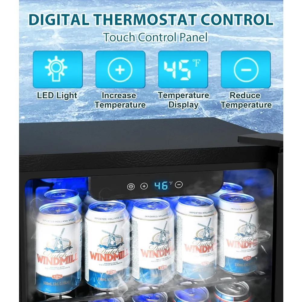 50캔 음료 냉장고 쿨러, 맥주, 탄산음료, 와인용 유리 도어가 있는 1.3 Cu.ft 미니 냉장고 조리대 음료 쿨러