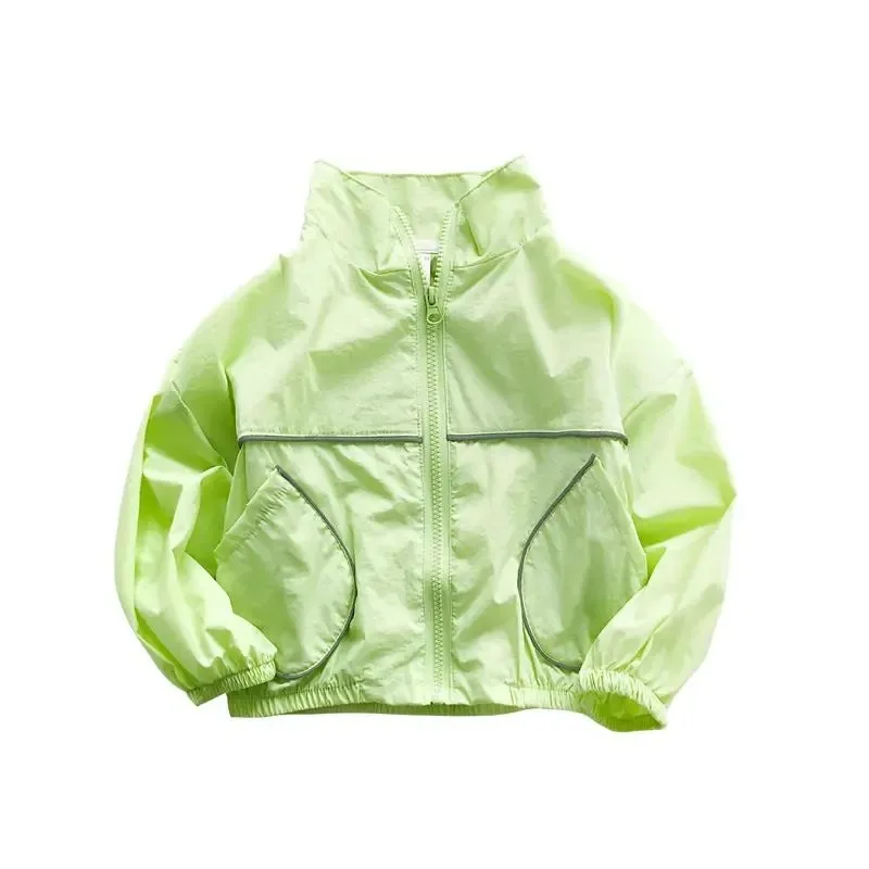 Kids Outerwear Girls Boys Lightweight Sun-Protective Jackets with Reflective Strips Kids Track Coats Child Outfit Tops 1-10 Yr