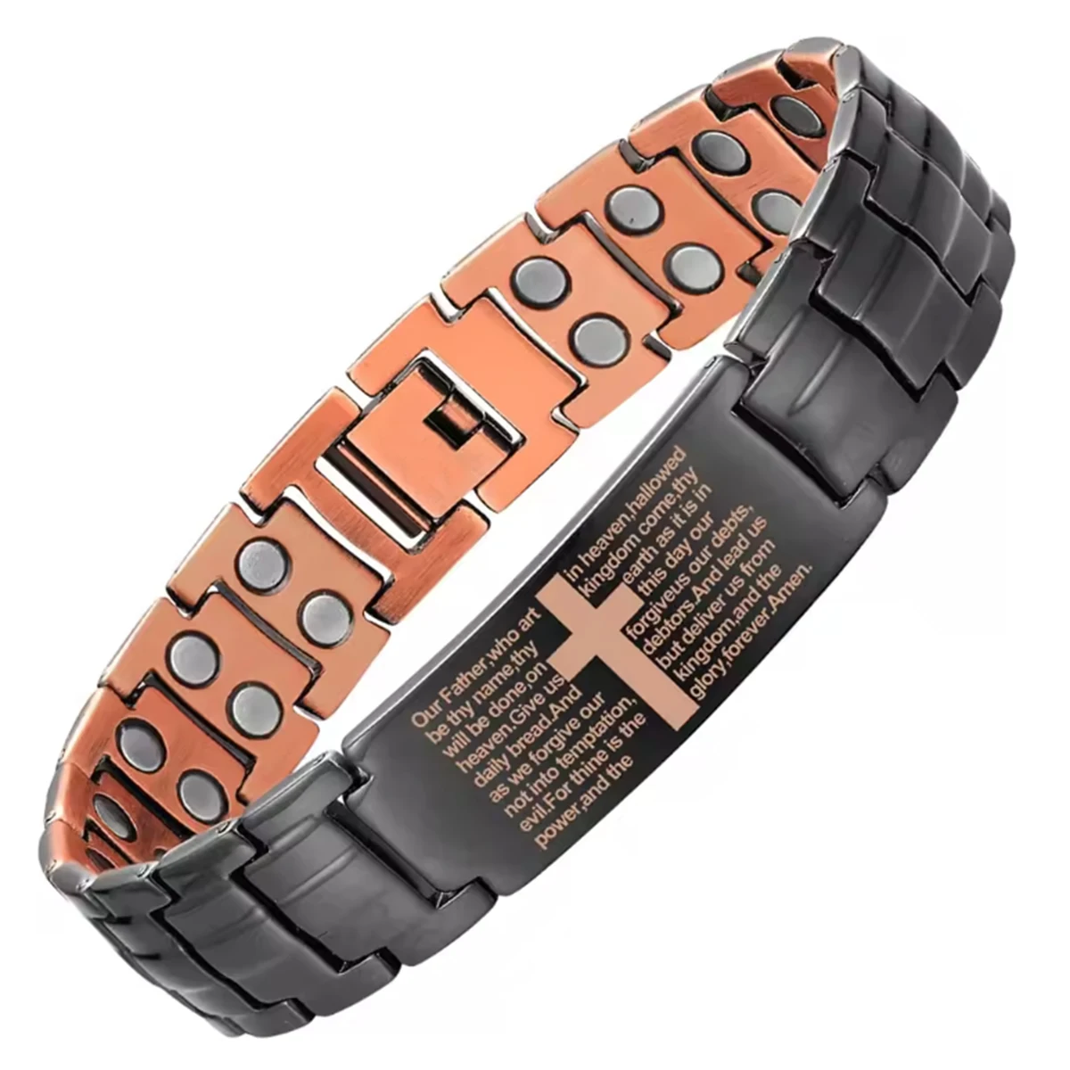 Herren Kupferbeschichtetes Armband für Männer Antik-Bronze Magnetisches Gliederarmband Gesundheits-Energie Germanium Magnetarmband Schmuck