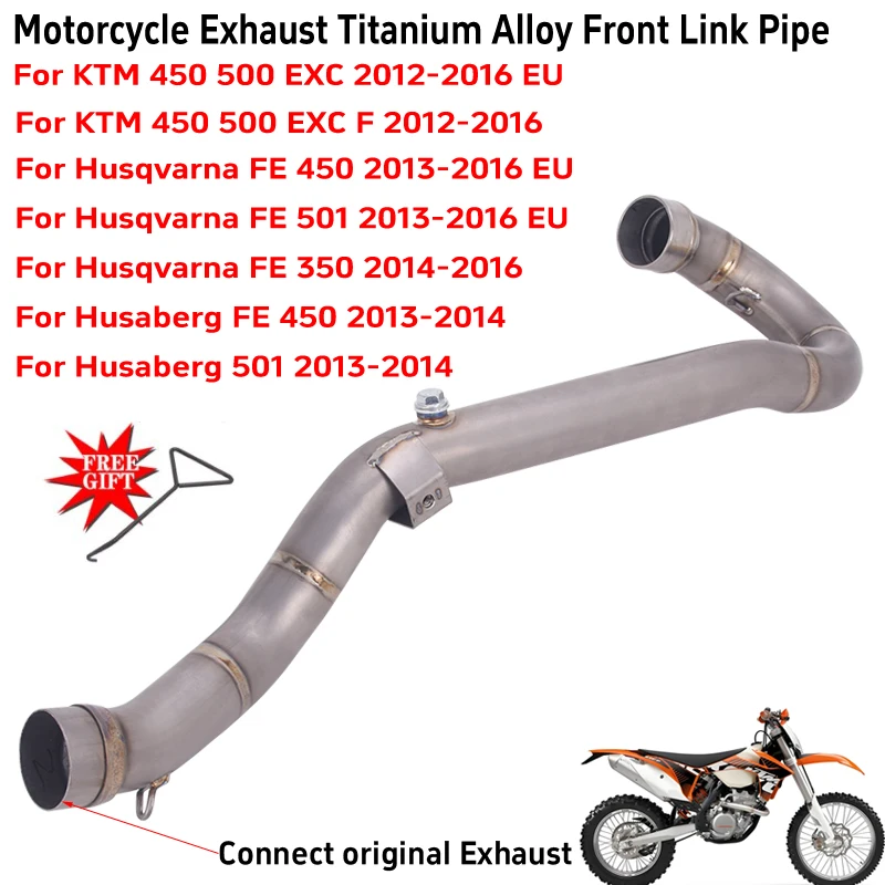 Slip-On Auspuff für Husqvarna FE 450 501 EU und KTM 450 500 EXC EXC-F EU 2012-2016 Motorrad Titan Frontrohr