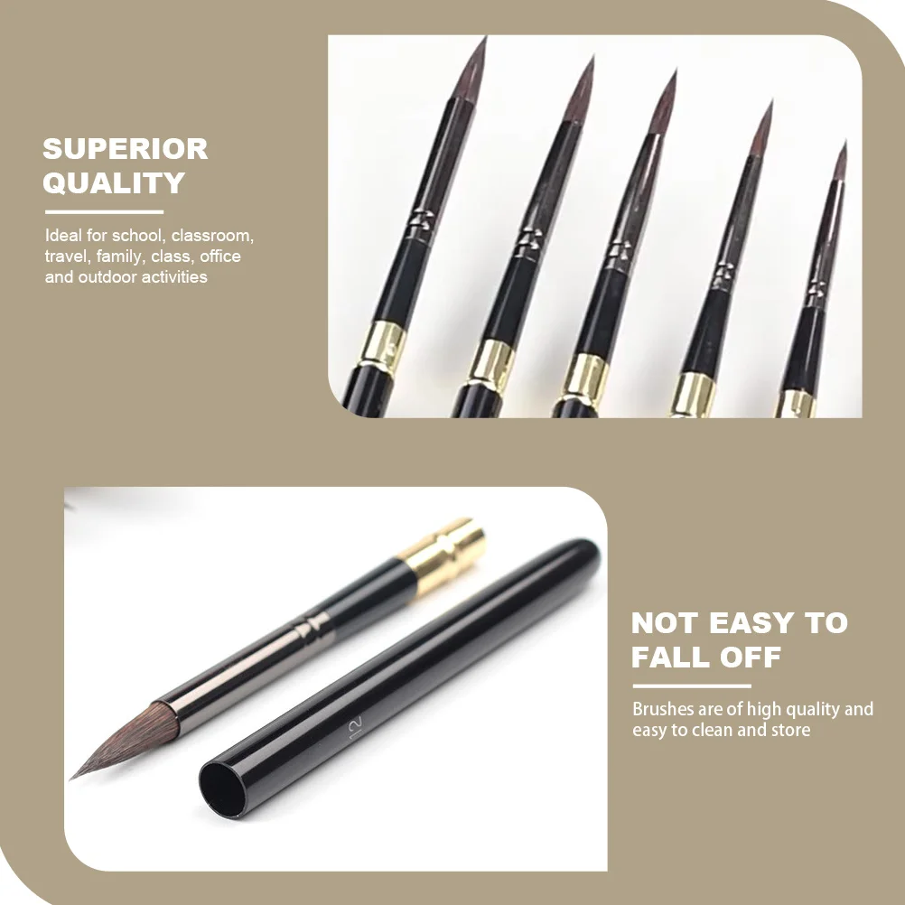 

7Pcs Portable Painting Brush Kit Metal Handle Weasel's Tail Hair Premium Soft Elastic Bristles for Watercolor Oil Drawing Art