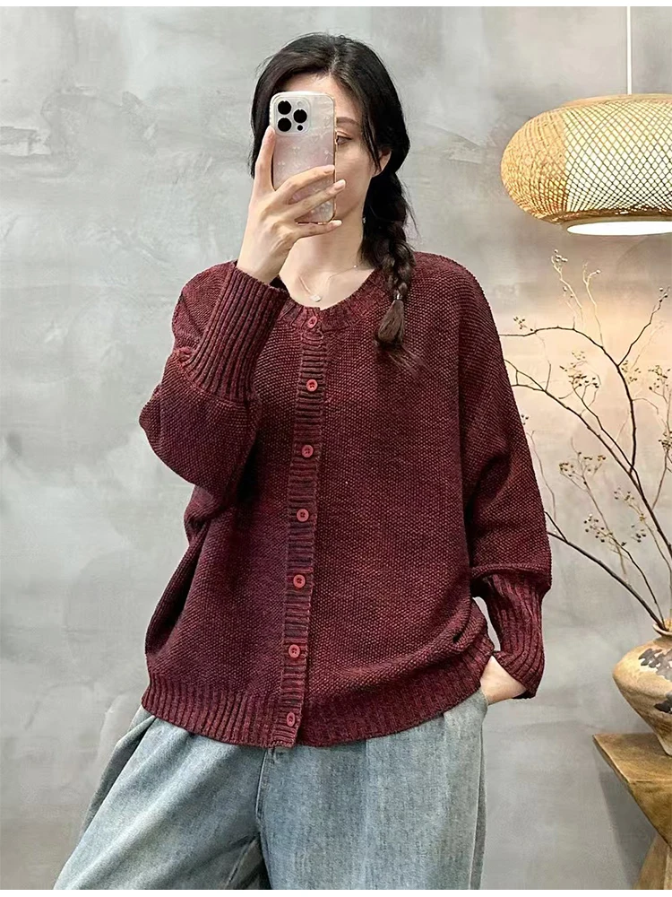 Amax LuluE-suéteres lisos de moda coreana para mujer, cárdigans holgados y cálidos de ocio clásicos, prendas de punto de algodón navideñas elegantes para mujer